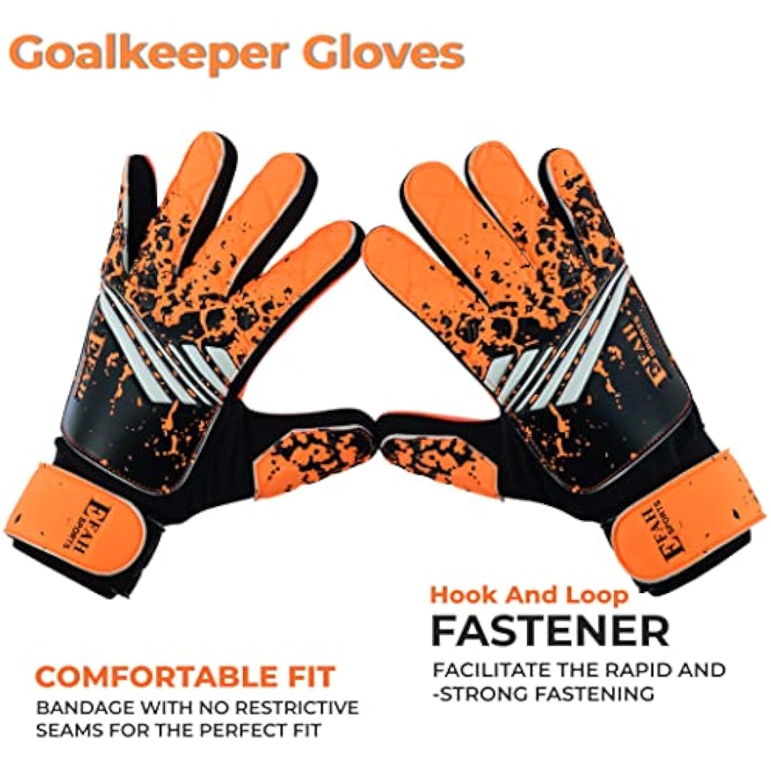 EFAH SPORTS Kids Soccer Goalkeeper Gloves | High Grip Youth Goalie Gear