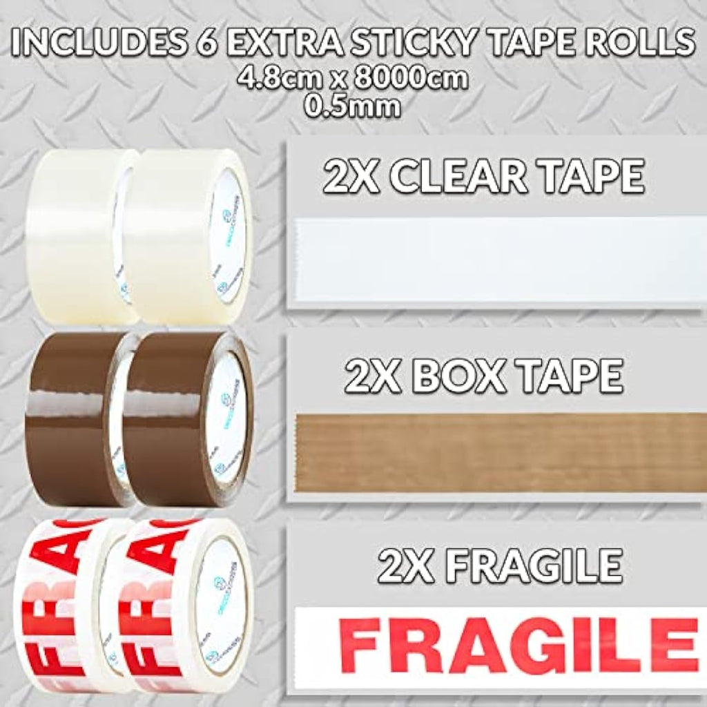 Deco Express Packing Tape Dispenser Gun with 6 Heavy Duty Rolls