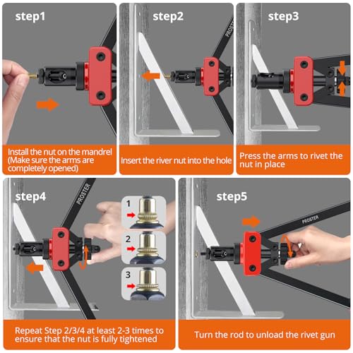 Proster 14" Rivet Nut Tool Kit – Heavy Duty Hand Riveter with 150 Nuts