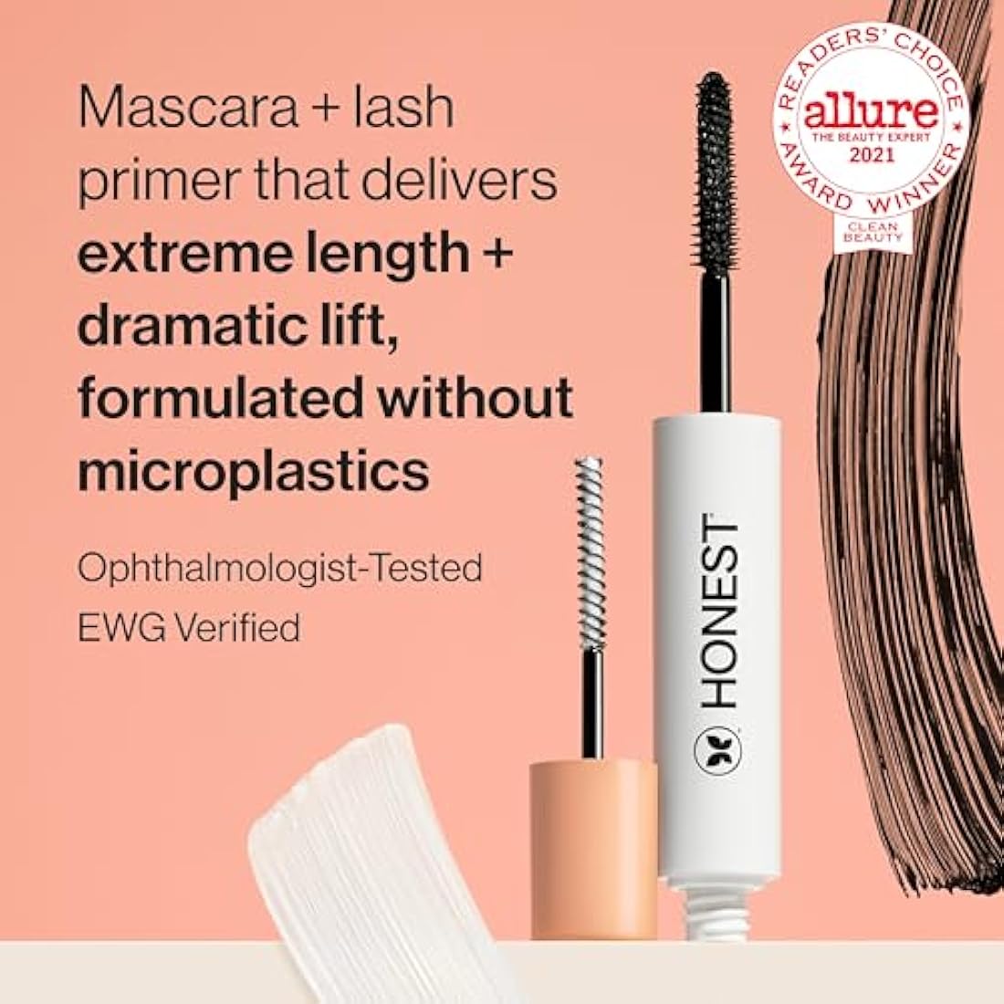 Honest Beauty 2-in-1 Extreme Length Mascara | Lash Primer & Volume