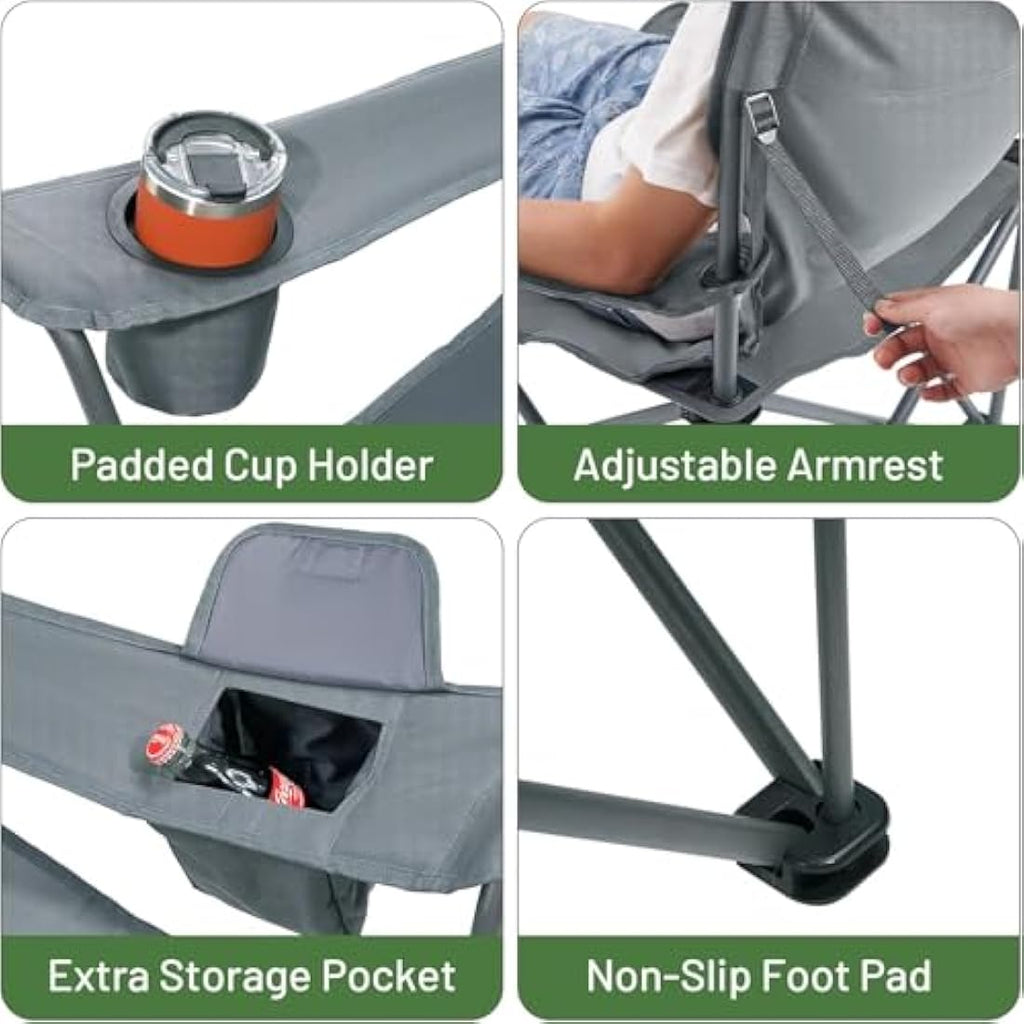 TIMBER RIDGE Heavy Duty Camping Chair | 200kg Oversized Padded Folding Seat