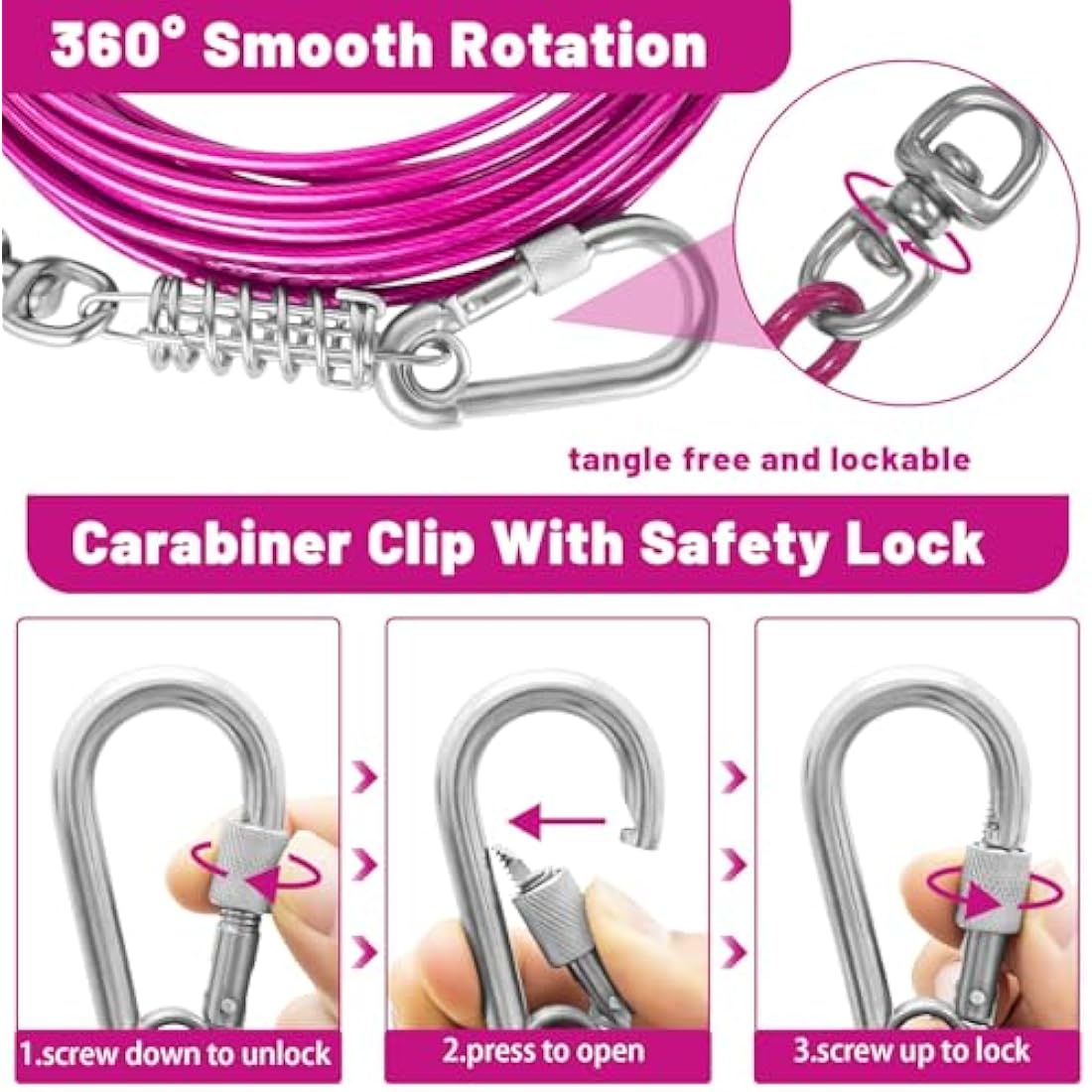 Heavy Duty Dog Tie Out Cable for Large Dogs up to 250lbs