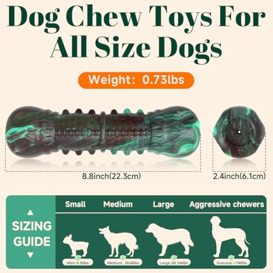 HETOO Indestructible Dog Toy for Aggressive Chewers - Durable Rubber Skull