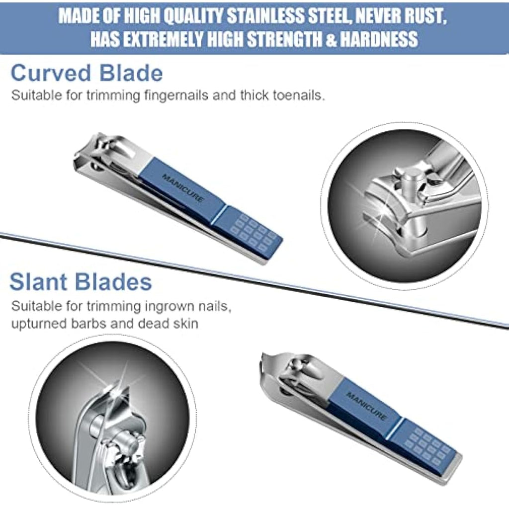 16-Piece Stainless Steel Manicure Set & Pedicure Kit - Blue