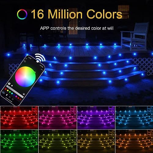 INDARUN RGB LED Deck Lights - WiFi Smart Waterproof IP67 Patio Kit, 6 Pack