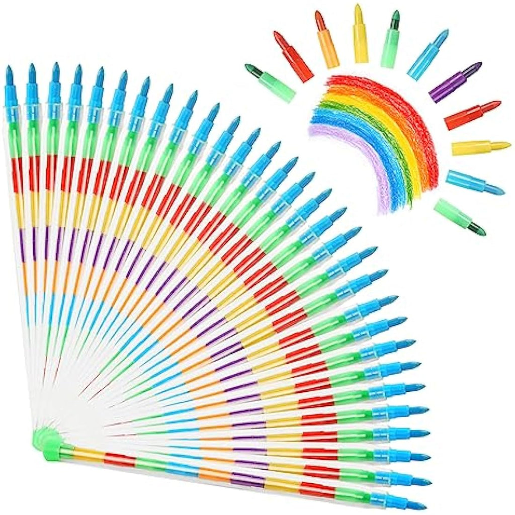 Vicloon Rainbow Stacking Crayons – 30PCS Swop Point Pencils for Kids
