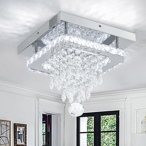 Modern K9 Crystal Square LED Flush Mount Ceiling Light