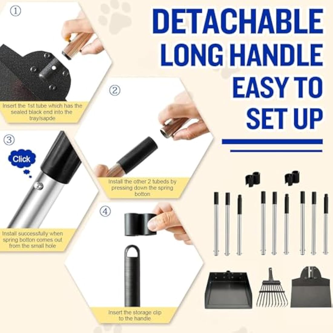 Metal Dog Poop Scooper Set – Long Handle Stainless Steel 3-Pack
