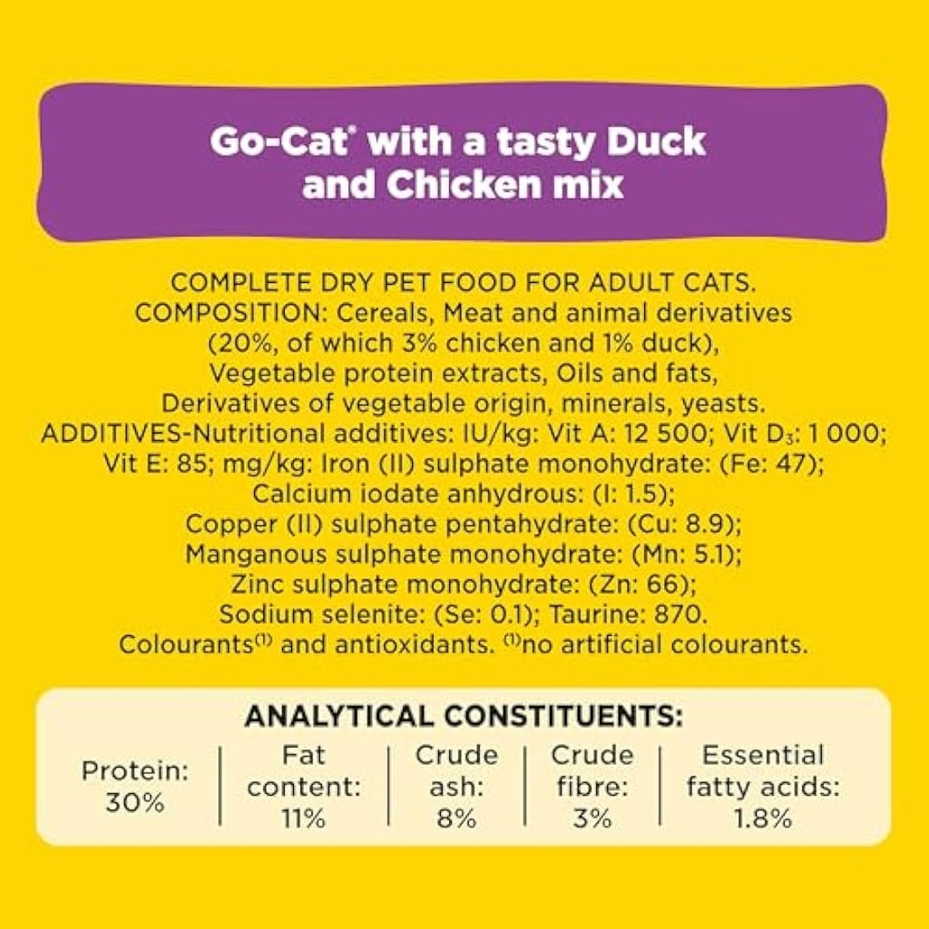 Go-Cat Adult Dry Cat Food - Chicken and Duck Flavor - 10kg Bag