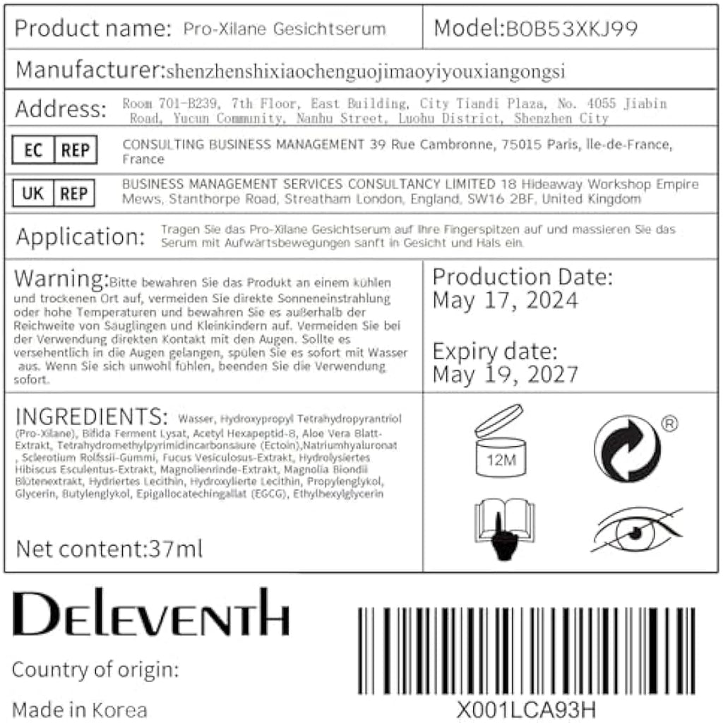 DEleventh Pro-Xilane Face Serum - Anti-Aging & Hydrating Skincare 37ml