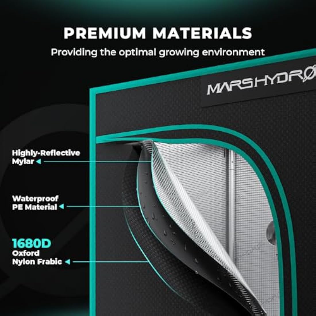 Mars Hydro 120x60x180cm Reflective Mylar Grow Tent | 1680D Canvas