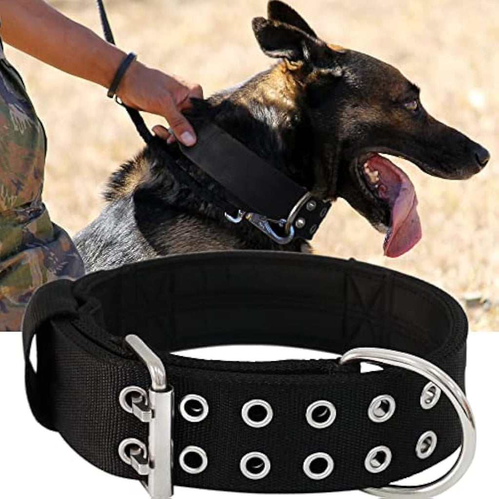 HQSHNY Tactical Dog Collar | 5cm Wide Padded Nylon for Large Breeds