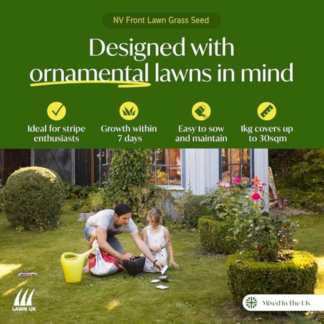 Lawn UK NV Front Lawn Grass Seed – 500g Ornamental & Shade Tolerant