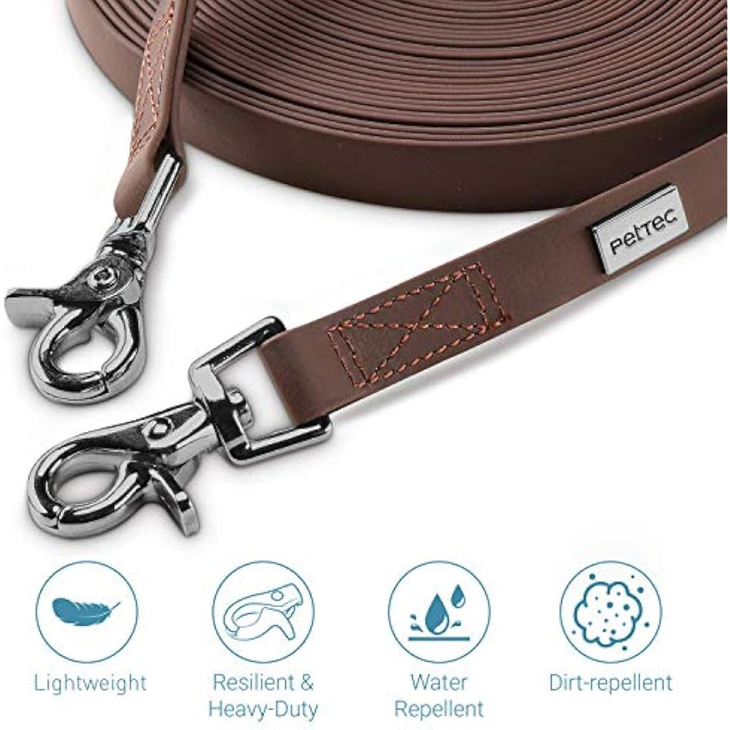 PetTec Trioflex Dog Leash – 10m Weatherproof Heavy Duty Lead in Brown