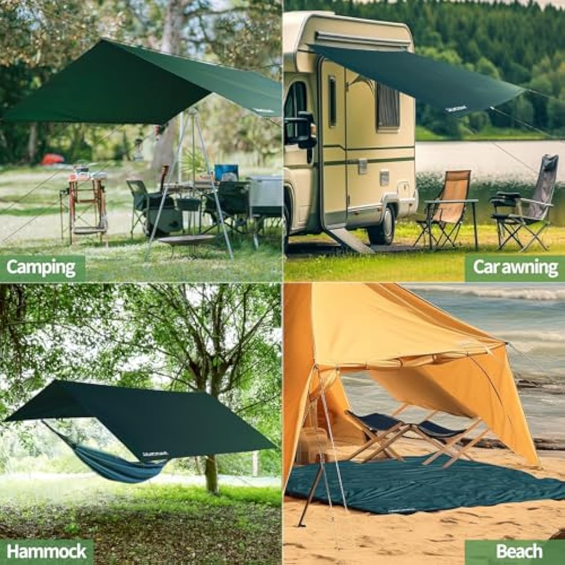 JAICOM 3x5m Waterproof Camping Tarp – PU3000mm UV Protection Polyester