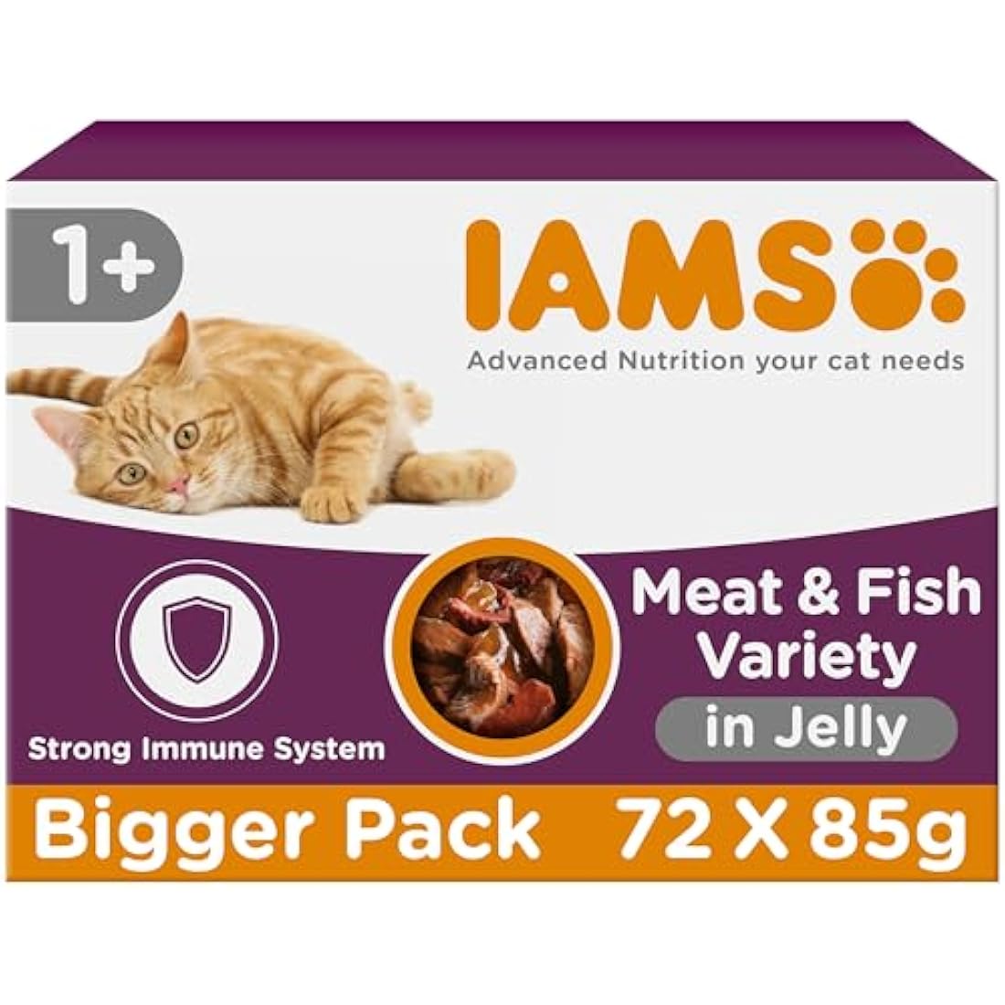 IAMS Adult Wet Cat Food Land & Sea in Jelly - High Protein 72 x 85g