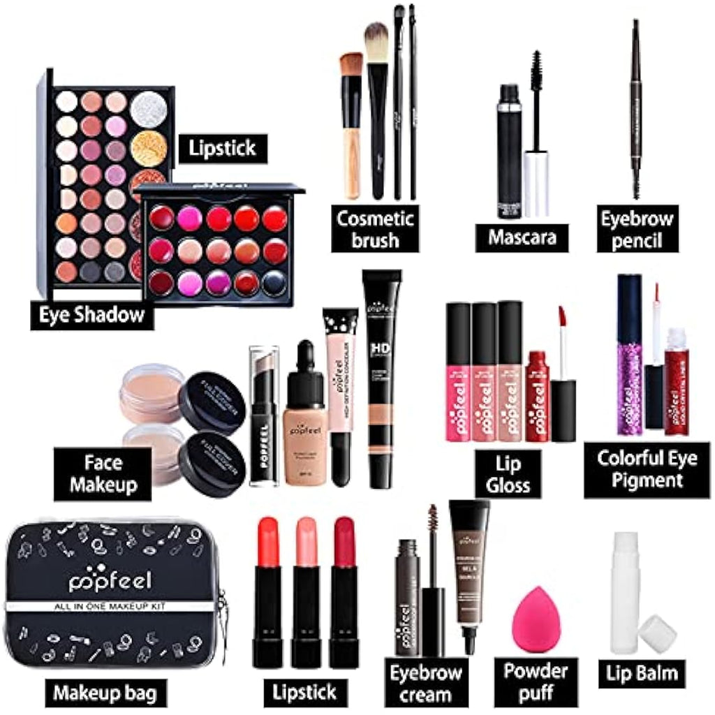 RoseFlower 28Pcs Professional Makeup Set | All-in-One Travel Starter Kit