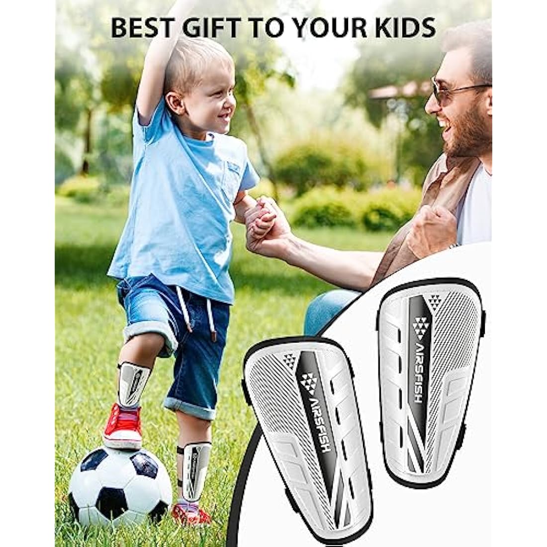 AirsFish Kids Soccer Shin Guards with Ankle Protection - Black, XS
