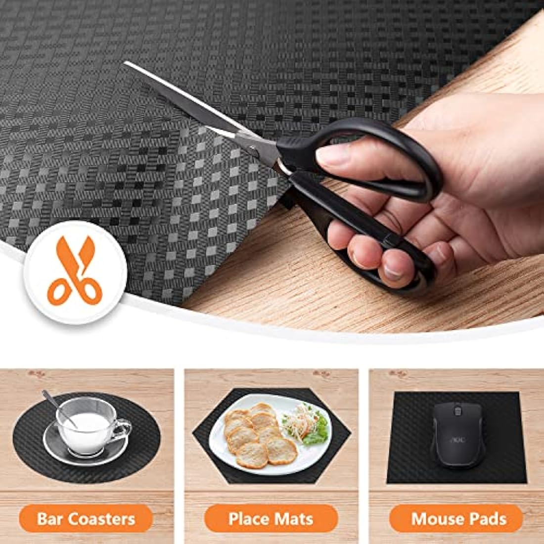 Shelf Liners – Non-Adhesive Waterproof EVA Drawer Mats, Black