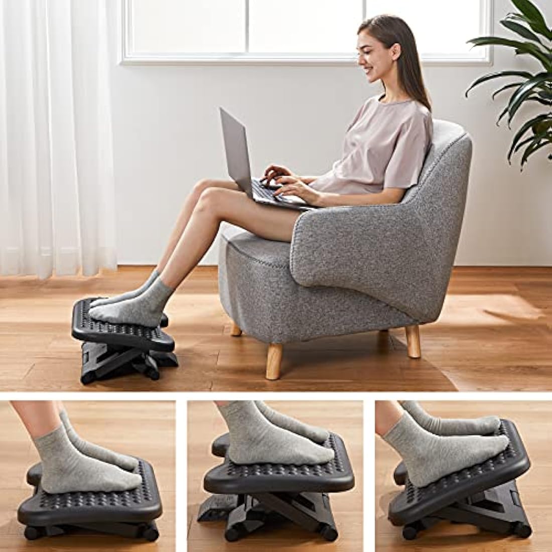 HUANUO Ergonomic Under Desk Footrest | Adjustable Height & Massage