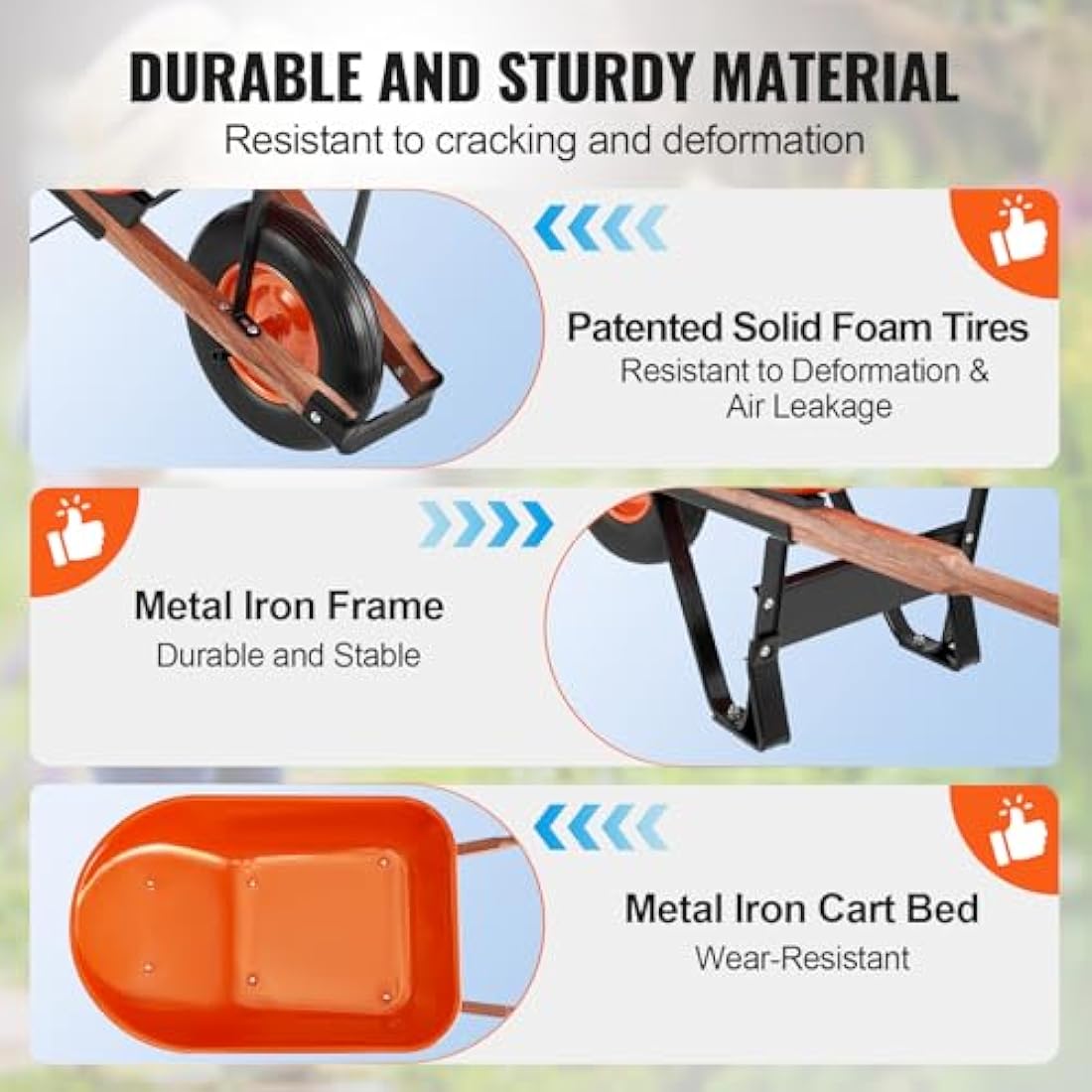 VEVOR 6 Cu. Ft Wheelbarrow – 330 lbs Heavy-Duty Garden Utility Cart