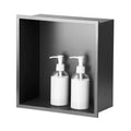 Sunrik Stainless Steel Embedded Shower Niche - 30x30x10 cm, Grey