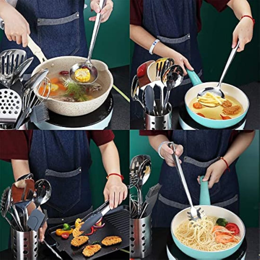 Berglander 13-Piece Stainless Steel Kitchen Utensils Set with Holder