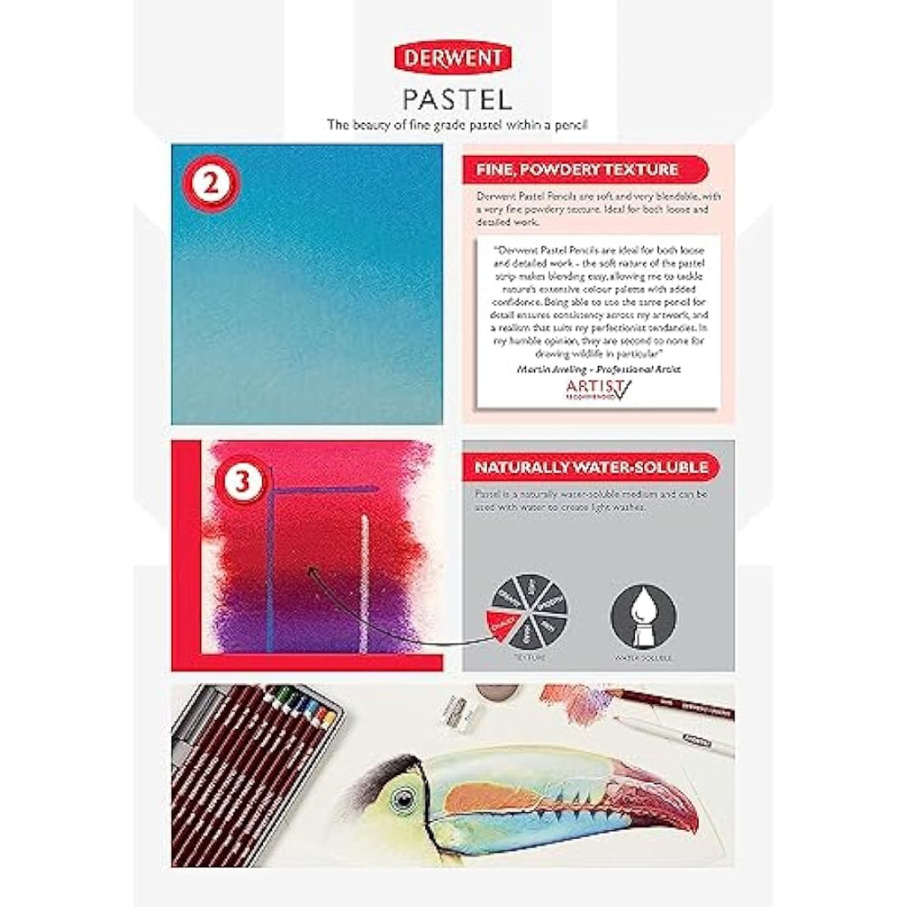 Derwent Pastel Collection Sampler Kit – 24 Piece Professional Art Set