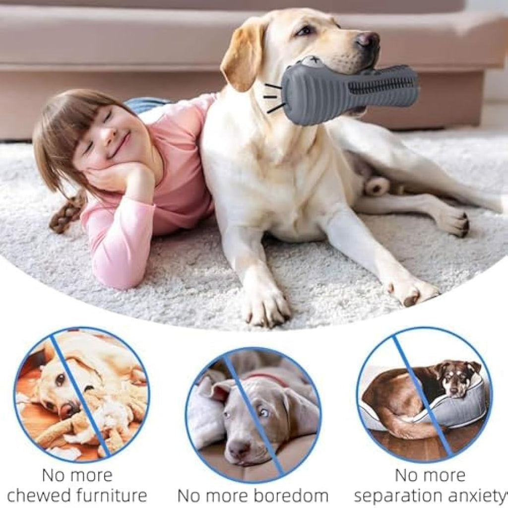 HETOO Crocodile Squeaky Dog Chew Toy | Durable Rubber Dental Care
