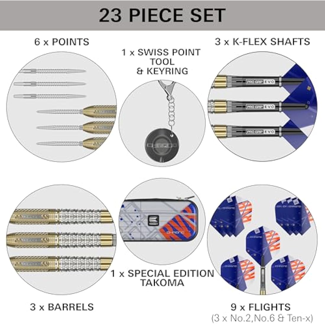 Target Darts RVB Chrono 95% Tungsten Steel Tip Swiss Point Dart Set