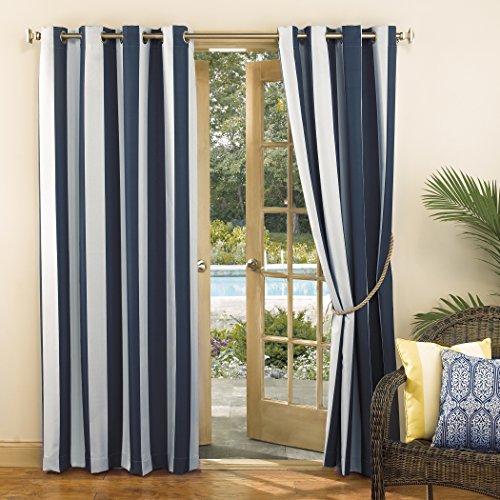Sun Zero Valencia UV Protectant Outdoor Grommet Curtain Pair, Indigo, 108"