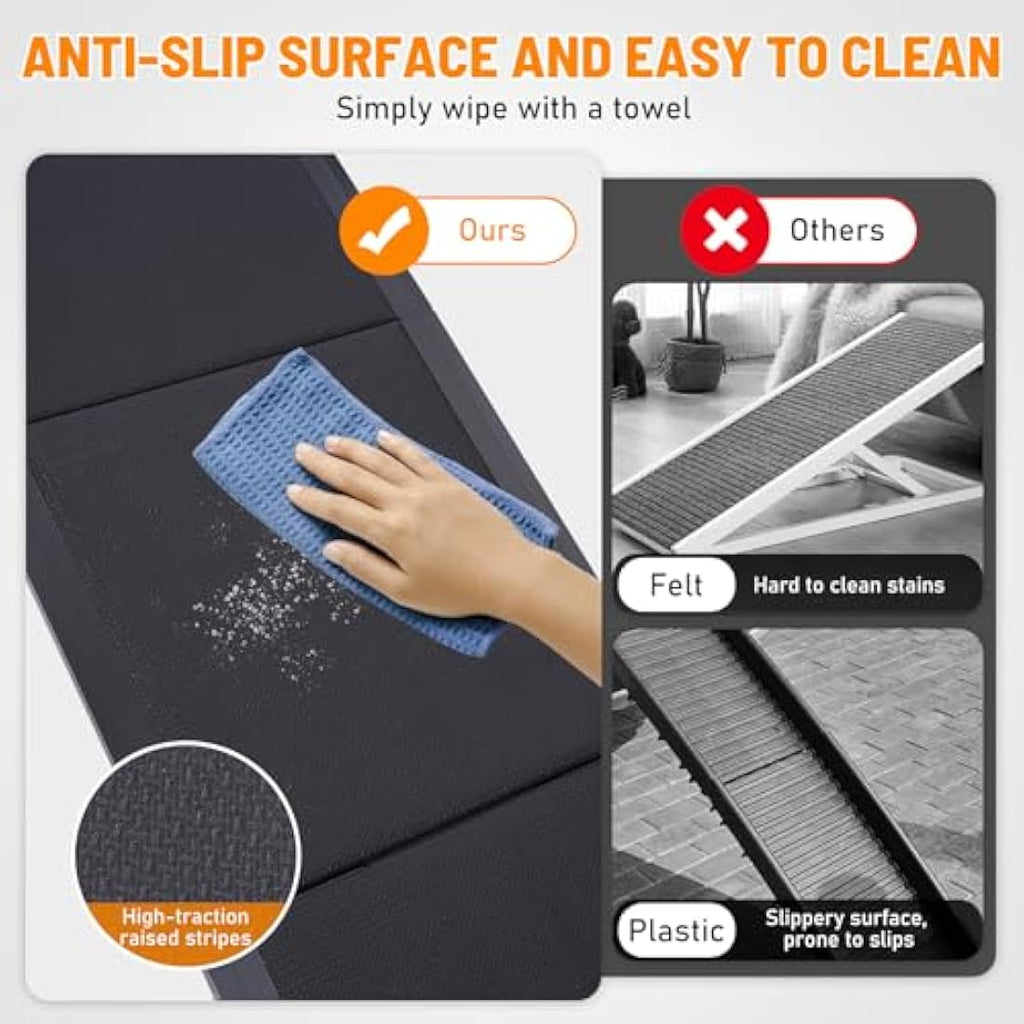 FASNATI Folding Dog Car Ramp | Non-Slip Aluminum Portable Pet Ramp for SUVs