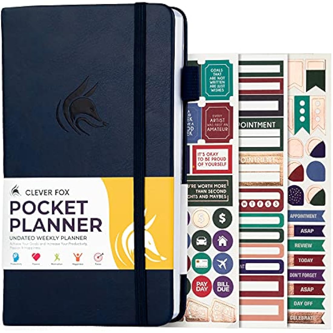 Clever Fox Pocket Weekly Undated Goal Planner - Mini 10x17.5cm Blue