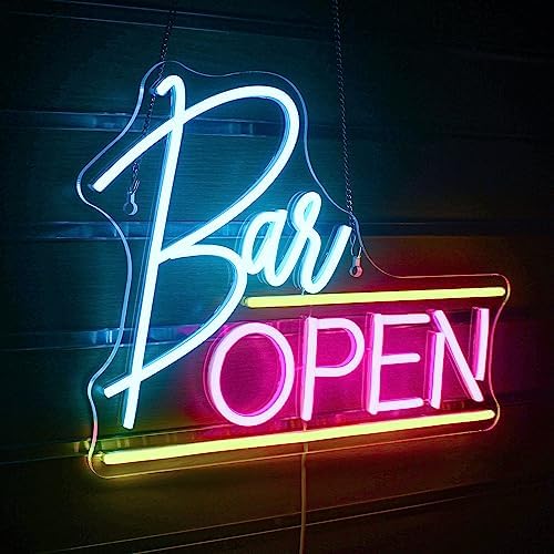 Open Neon Sign – Pink & Blue LED Wall Decor for Business