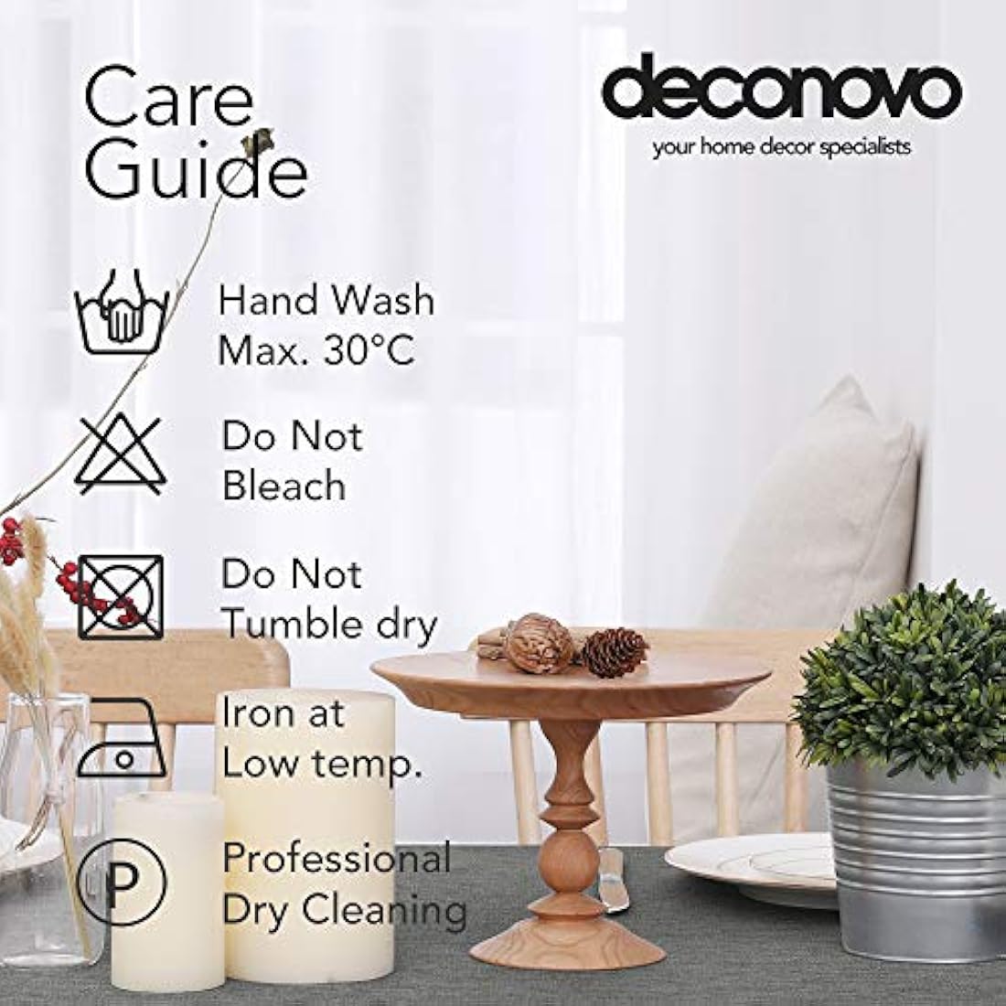 Deconovo Faux Linen Water Resistant Square Tablecloth | Grey | 59x59in