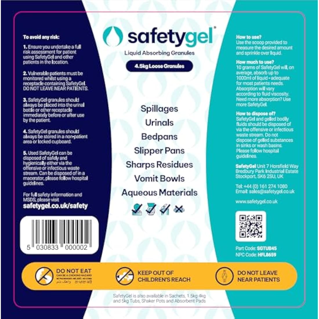 Datesand SafetyGel Super Absorbent Granules | 4.5kg Tub with Scoop