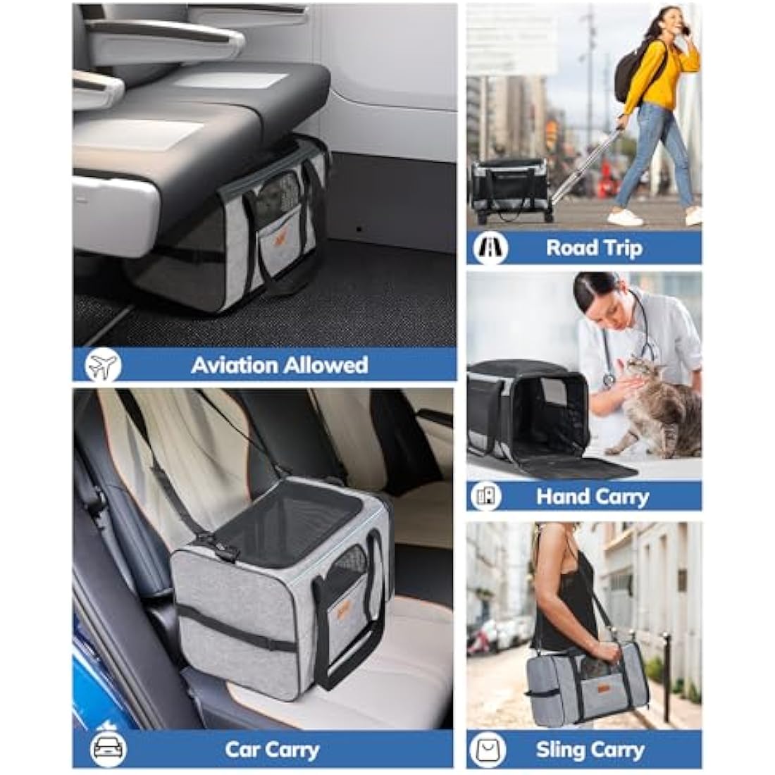 Morpilot Rolling Cat Carrier – Airline Approved Pet Travel Bag with Wheels
