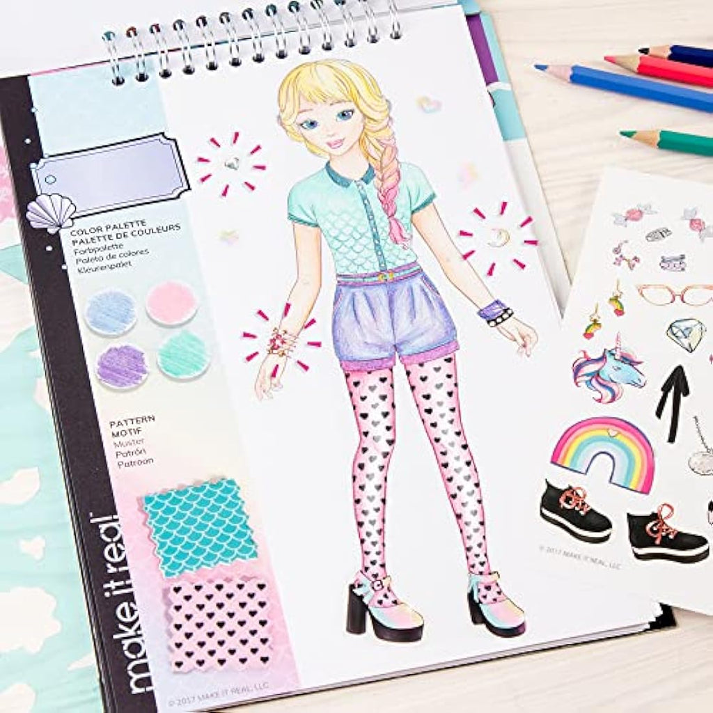Make It Real Pastel Pop Fashion Design Sketchbook and Coloring Kit