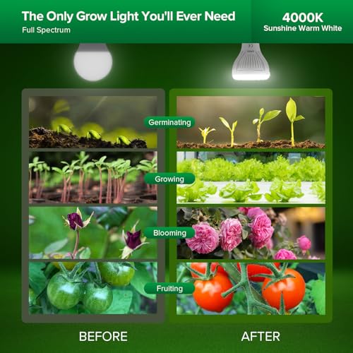 SANSI 10W Full Spectrum LED Grow Light Bulbs for Indoor Plants | 2-Pack