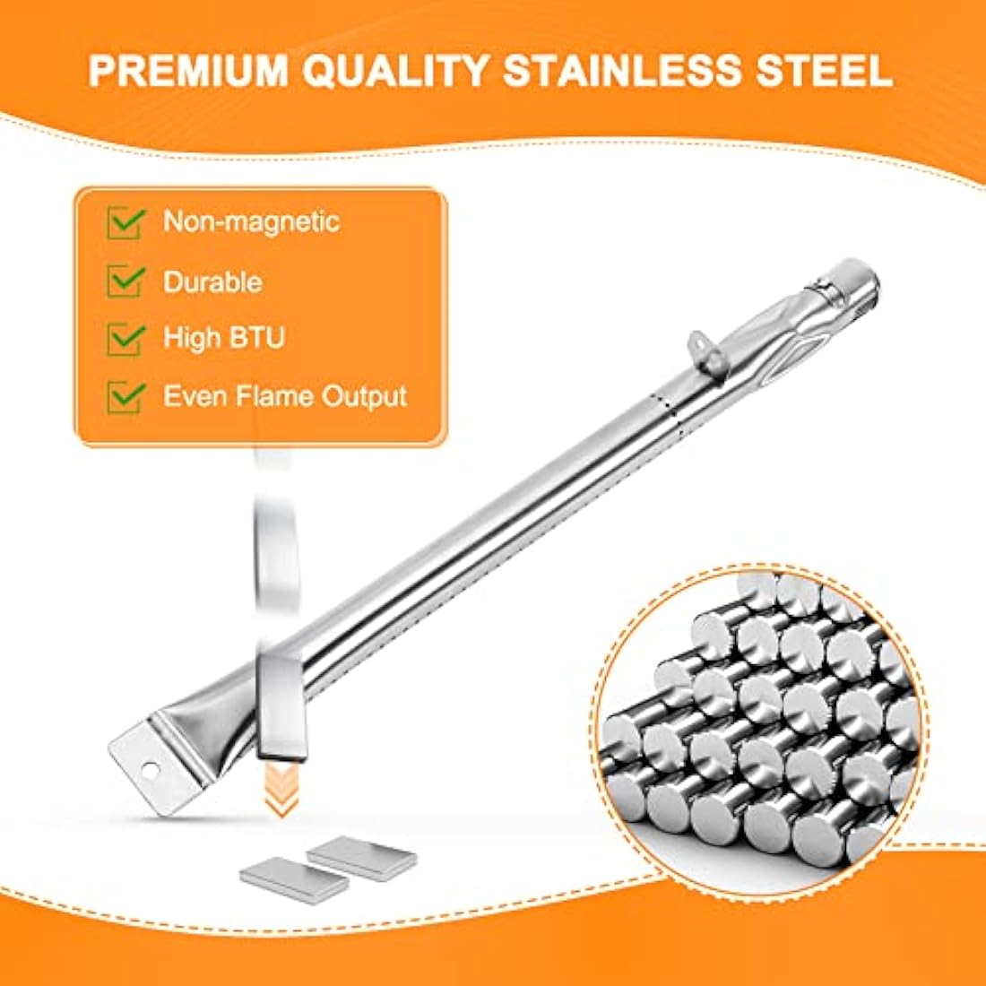 GFTIME 42cm Stainless Steel Gas Grill Burner for Outback & Enders - 4 Pack
