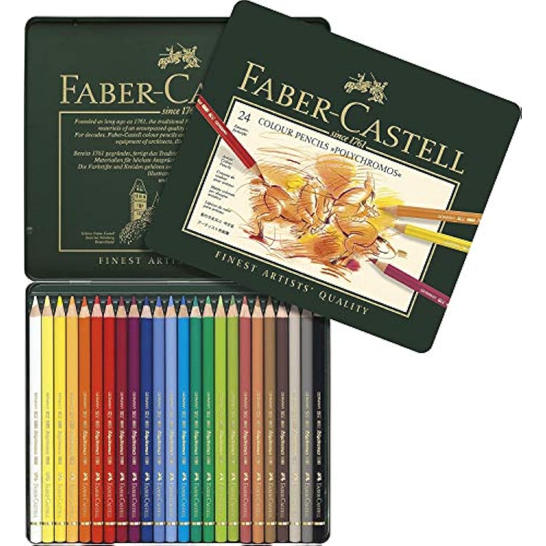 Faber-Castell Polychromos Artist Colouring Pencils, 24 Set with Eraser