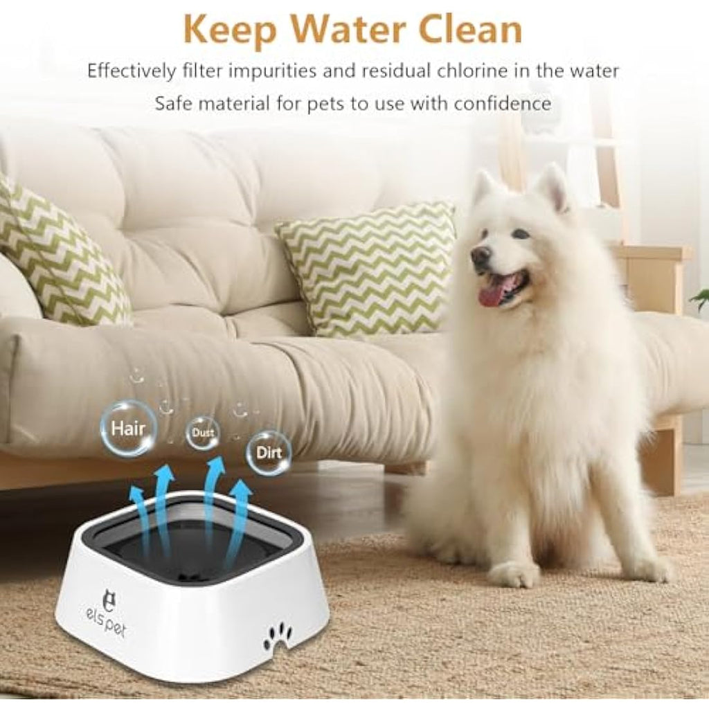 Non-Spill Dog Water Bowl – 1.5L Anti-Choking Slow Feeder, Grey