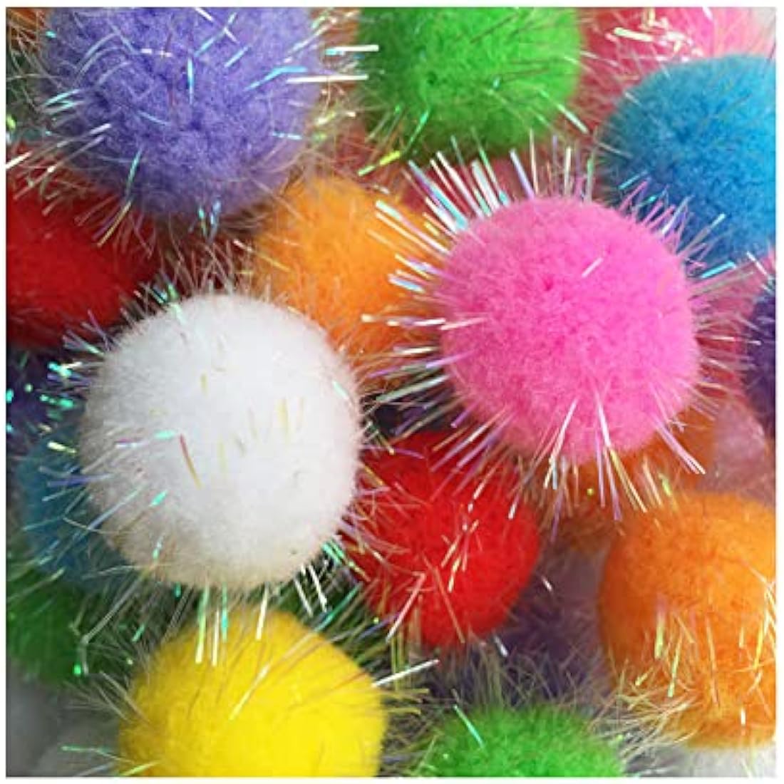 20-Pack Extra Large 1.5" Glitter Sparkle Cat Pom Pom Balls