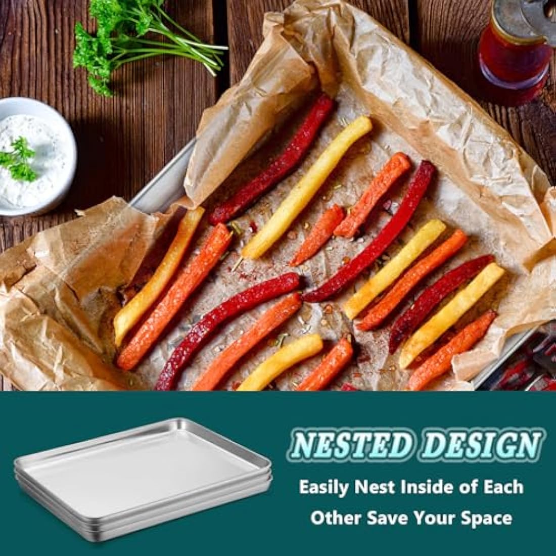 HaWare Stainless Steel Baking Tray Set | 3-Piece Large Cookie Sheets