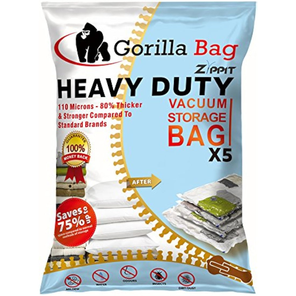 Gorilla Bags Heavy Duty Vacuum Storage Bags | 5 Pack Extra Large 100x80cm