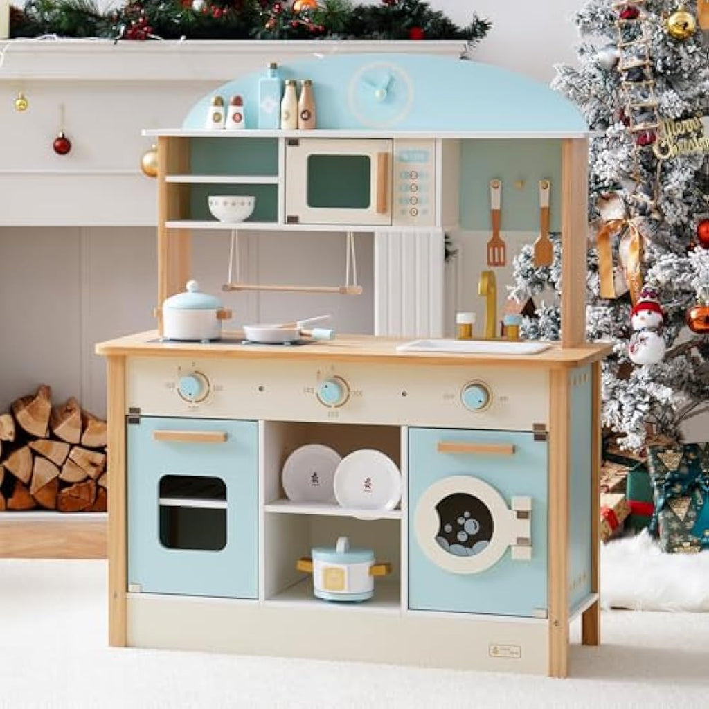 ROBUD Wooden Play Kitchen Toy – Kids Pretend Role Play Set for Ages 3-6