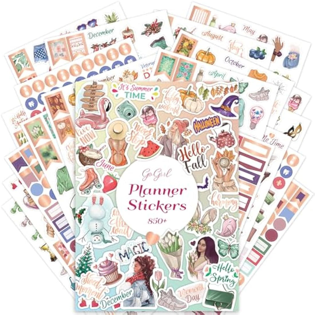 GoGirl Planner Stickers - 850+ Aesthetic Seasonal & Rose Gold Stickers
