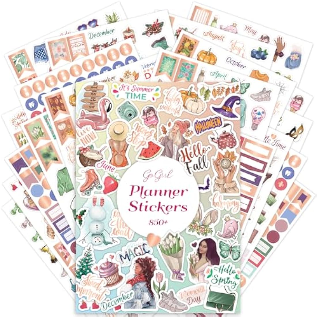 GoGirl Planner Stickers - 850+ Aesthetic Seasonal & Rose Gold Stickers