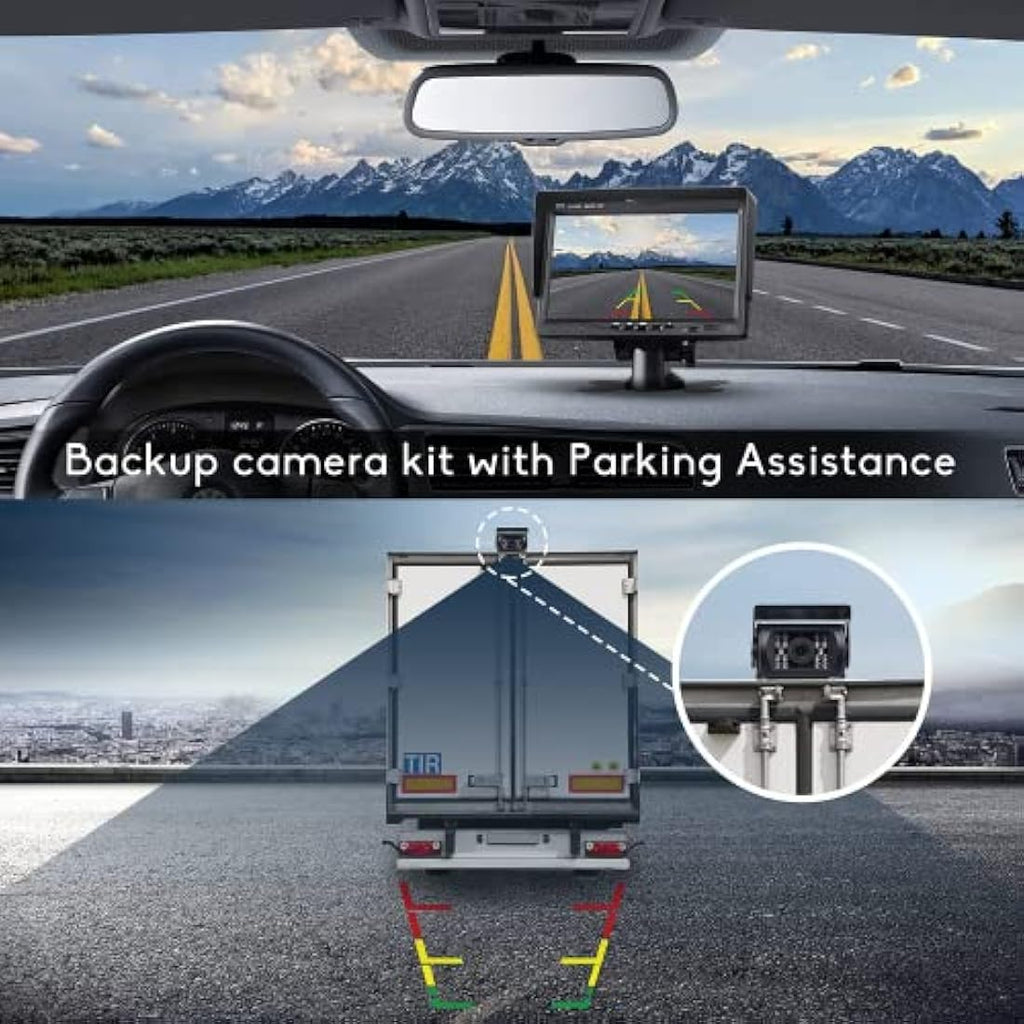 BEYI 1080P Reversing Camera Kit | 7" HD Monitor IP68 Waterproof for Trucks