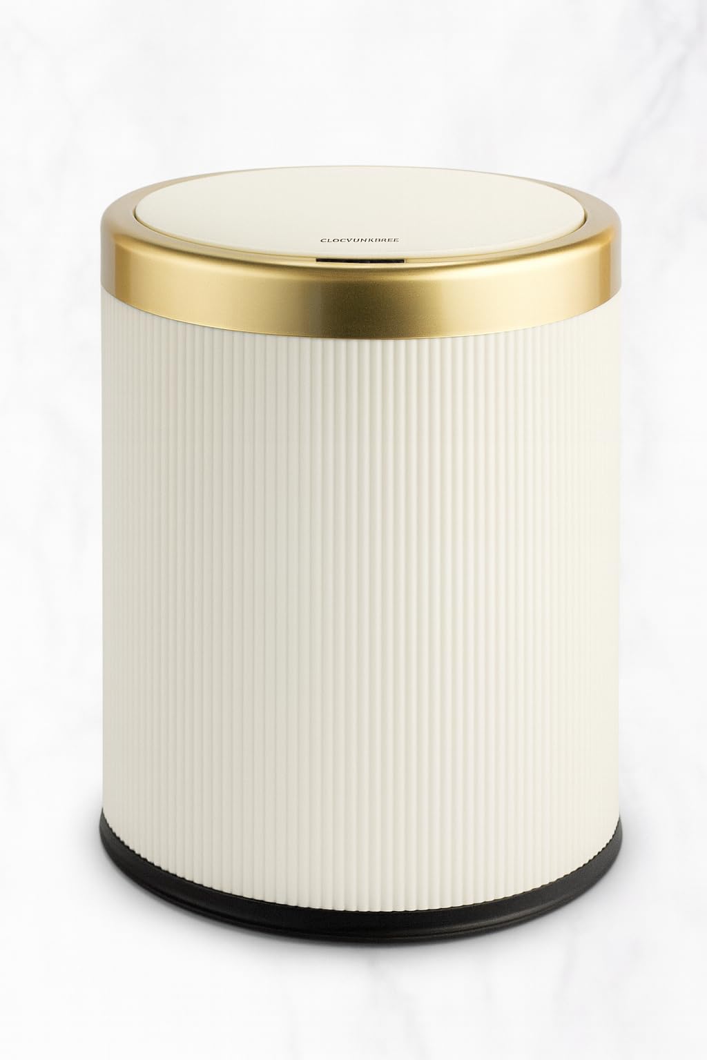 12L Small Bin with Click Lid – Includes Free 50 Bin Bags – Stylish Waste Bin for Living Room, Kitchen, Bathroom & Offic White and Gold - image 1